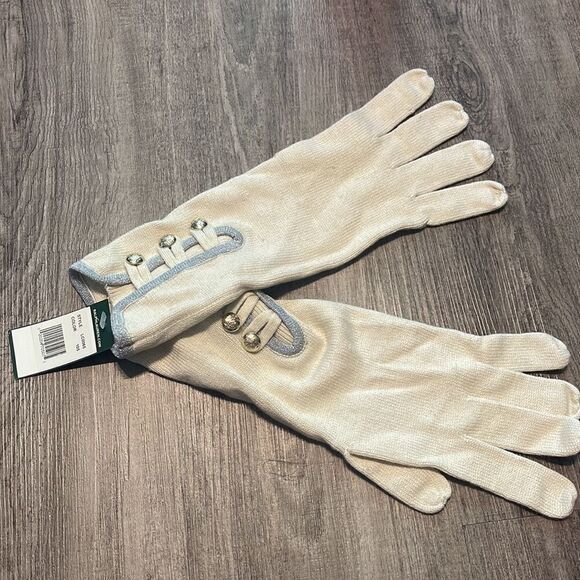 Lauren Ralph Lauren Military Detail Knit Gloves-NATURAL-One Size - Picture 2 of 3